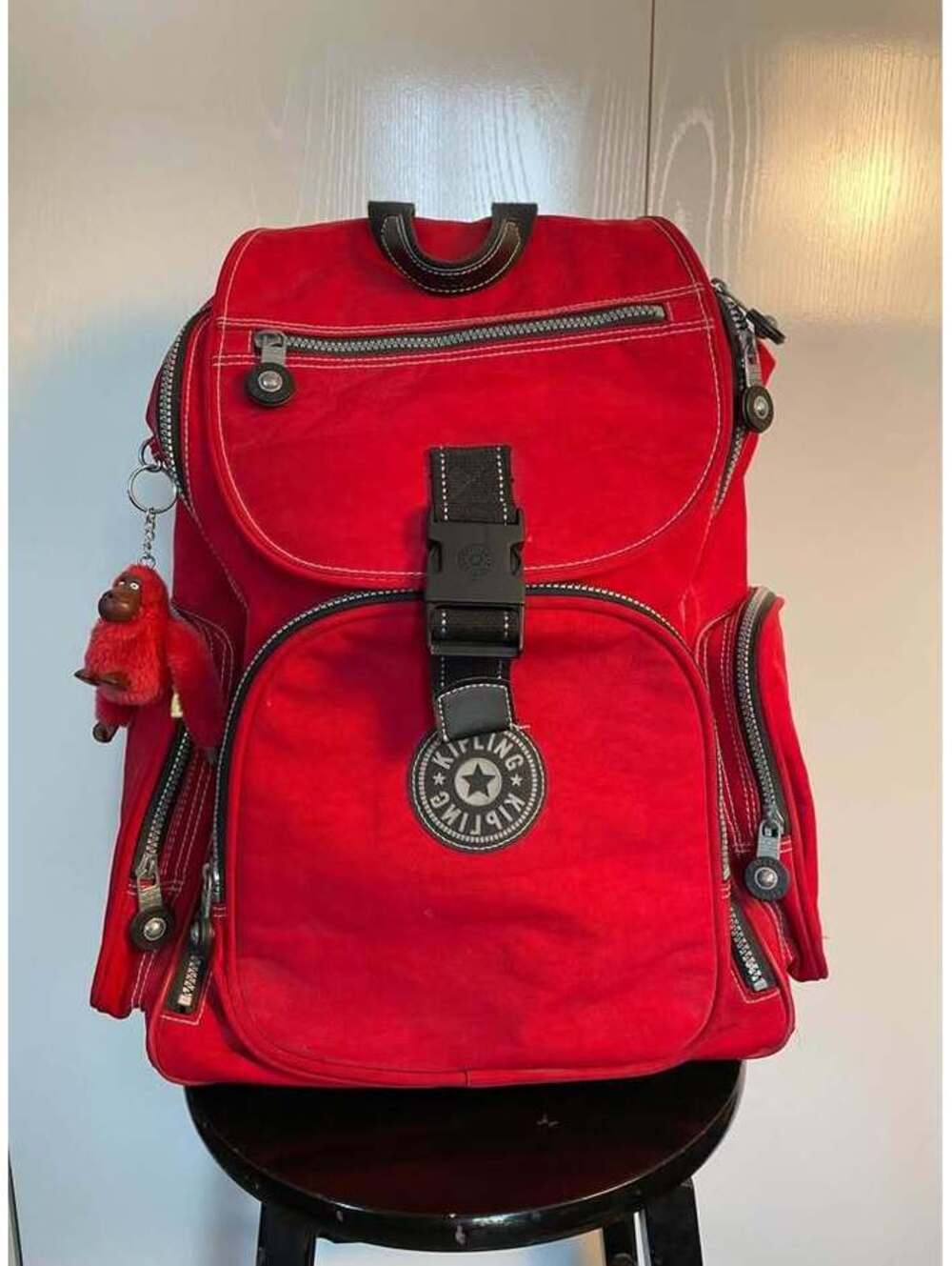 Vintage Red Kipling Rolling Backpack / Carry-On Luggage